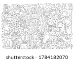 trick or treat coloring page.... | Shutterstock .eps vector #1784182070