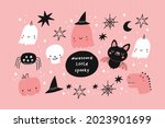happy halloween cute vector set ... | Shutterstock .eps vector #2023901699