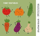 funny vegetables vector set | Shutterstock .eps vector #392121316