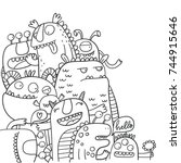 cute monster coloring page | Shutterstock .eps vector #744915646