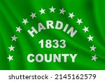 Flag of Hardin County, Ohio, USA. Realistic waving flag of Hardin County vector background.