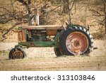 Old Farm Tractor.  Vintage...