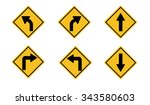 a yellow road warning sign | Shutterstock .eps vector #343580603