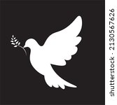 White Dove Of Peace On A Black...