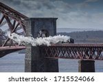 Small photo of North Queensferry, Fife / Scotland - March 14 2019: The Aberdonian pulled by Tornado, 60163 Peppercorn Class Steam Locomotive making the first visit of a steam train to the Granite City for 19 years.