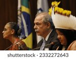 Small photo of Portrait of Marina Silva, Minister of Environment, Aloizio Mercadante, president of BNDES, and Sonia Guajajara, minister of Indigenous Peoples - Rio de Janeiro, Brazil 02.15.2023