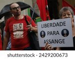 Small photo of Free Julian Assange demonstration. Protesters demand the freedom of Julian Assange, founder of Wikileaks, in appeal against his extradition to the United States - Rio de Janeiro, Brazil 02.20.2024