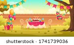 birthday party decoration on... | Shutterstock .eps vector #1741739036