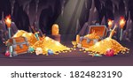 cave with treasure  pile of... | Shutterstock .eps vector #1824823190