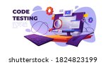 code testing cartoon banner.... | Shutterstock .eps vector #1824823199