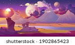 alien planet landscape with... | Shutterstock .eps vector #1902865423