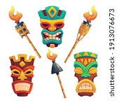 Tiki Masks  Hawaiian Tribal...