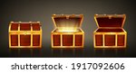 wooden chest with open and... | Shutterstock .eps vector #1917092606