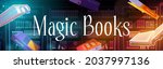 flying magic books with mystery ... | Shutterstock .eps vector #2037997136
