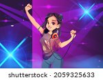 girl with headphones on dance... | Shutterstock .eps vector #2059325633
