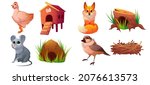 set of pets  domestic or wild... | Shutterstock .eps vector #2076613573