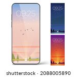 smartphone lock screen with day ... | Shutterstock .eps vector #2088005890