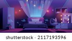 girl bedroom interior on attic... | Shutterstock .eps vector #2117193596