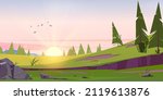 early morning cartoon nature... | Shutterstock .eps vector #2119613876