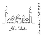 abu dhabi continuous line... | Shutterstock .eps vector #1342125113