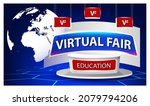 virtual fair podium white and... | Shutterstock . vector #2079794206