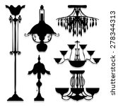Silhouettes Of Lamps Icons Set...