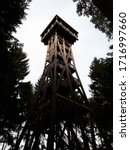Small photo of Wood forestall tower amazing structure