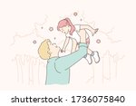 childhood  fatherhood  game... | Shutterstock .eps vector #1736075840