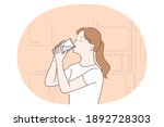 drinking pure water  liquid ... | Shutterstock .eps vector #1892728303