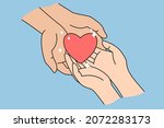 people hold heart in hands show ... | Shutterstock .eps vector #2072283173