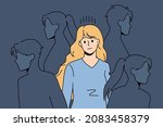 sad young woman surrounded by... | Shutterstock .eps vector #2083458379