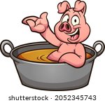 cartoon pig bathing in a big... | Shutterstock .eps vector #2052345743