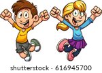 cartoon kids jumping. vector... | Shutterstock .eps vector #616945700