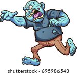 fat cartoon zombie running and... | Shutterstock .eps vector #695986543
