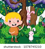 cute boy at forest | Shutterstock .eps vector #1078745210