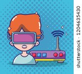 virtual reality headset cartoon | Shutterstock .eps vector #1204635430