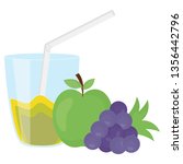 fresh apple and grapes juice... | Shutterstock .eps vector #1356442796