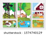 bull sheep hen ducks in lake... | Shutterstock .eps vector #1574740129
