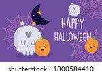 happy halloween  skull pumpkins ... | Shutterstock .eps vector #1800584410