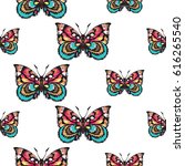 embroidery colorful butterfly.... | Shutterstock .eps vector #616265540