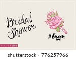 bridal greeting card with groom ... | Shutterstock .eps vector #776257966