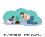 mother and child growing plants ... | Shutterstock .eps vector #1984106960