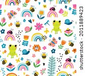 seamless childish pattern with... | Shutterstock .eps vector #2011889423