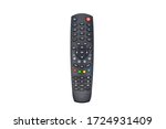 Black remote control for tv on a white background