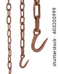 Rusty Chain And Hook Isolated...