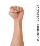 Small photo of Man hands show stranglehold,copy space : clipping path