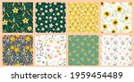set of flowers vector seamless... | Shutterstock .eps vector #1959454489
