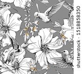seamless floral pattern. exotic ... | Shutterstock .eps vector #1518858350