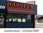 Small photo of Edmonton, Alberta, Canada -June 26 2023: Harvey's restaurant on 170 st Edmonton. Harvey's is a Canadian burger chain owned by recipe unlimited.