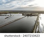 Small photo of Whittlesey wash area , various aerial shots ,showing the extent of the flooding used to store the excess rainfall in and around the River Nene